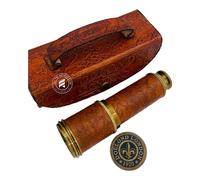TAL The Antique's Lab Brass Nautical Antique Telescope/Spyglass Replica with Glass Optics, Extendable to 16 inches, in Leather Box - Decorative Pure Brass Scope