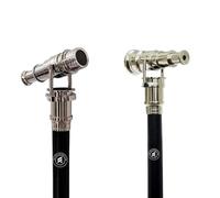 TAL The Antique's Lab - Classic Brass Handle Walking Stick - Victorian Telescopic Head, Steampunk Wooden Folding Walking Stick for Men and Women