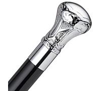 TAL The Antique's Lab - Classic Victorian Walking Stick for Men, Black Wood Stick with Nickel Finish Brass Handle, Elegant Luxury Walking Stick for Men and Women, Perfect for Gift