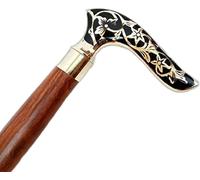 TAL The Antique's Lab - Mens Classic Brass Handle Folding Walking Stick 36" Wooden Victorian Cane Antique Style for Men Women