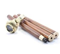 TAL The Antique's Lab - Mens Walking Stick - Brass Handle with Compass - Victorian Wooden Cane 36" - Vintage Antique Design