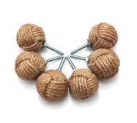 TAL THE ANTIQUE'S LAB Set of 10 Nautical Twisted Decorative Jute, Rustic Rope Knot Drawer Pull and Push, Furniture Handles/Knobs, Cabinets, Wardrobes, Cupboards, Drawer, 1.25"