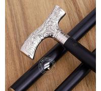 TAL The Antique's Lab Silver Chrome Brass Walking Stick Deluxe Walking Cane Beautiful Brass Silver Handle Walking Stick for Men and Women Gift
