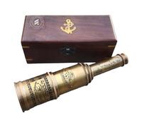 TAL The Antique's Lab Victorian Antique Brass Telescope Spyglass Replica for Kids in Wooden Box - Extends to 19 inches - Vintage Home Decor and Collectible with Glass Optics