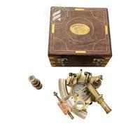 TAL The Antique's Lab Vintage Nautical Brass Sextant with Built-in Compass by J. Scott - Antique Navigation Tool with Box - Marine Gift Collection