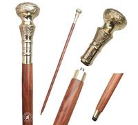TAL The Antique's Lab - Wooden Walking Stick with Brass Handle Victorian Style Folding Walking Stick Ideal for Collectible Decoration Gift
