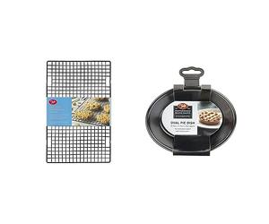 Tala 10A21605 Cake Large Loaf Cooling Rack, Unknown, 40 x 25cm, Black + Tala Performance Eclipse Premium Non-Stick Oval Pie Dish