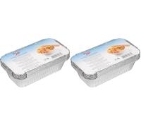 Tala 10A60133 Heavy Duty Foil Containers with Lids, Silver, 20cm x 11cm (Pack of 2)