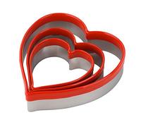 Tala 3 Heart Cutters, Stainless Steel Cutters with Soft Grip Edges, Ideal for use with Cookie and Biscuit Dough, Fondant Icing and Many Other Foods, Dishwasher Safe