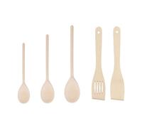 Tala 5 Piece Wooden Spoon & Spatula Set with Small, Medium and Large Spoons with Solid & Slotted Spatulas, FSC Certified Sustainable Beechwood Utensils, Perfect for Non-stic Cookware and Bakeware