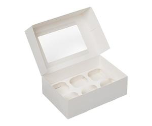 Tala 6 Hold Cupcake Box, Perfect for Storage, Transporting, and Displaying Cupcakes, Muffins and Other Individual Bakes, White