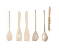 Tala 6 Piece Wooden Utensil Set, Contains Large Spoon, Slotted Spoon, Solid Spatula, Slotted Spatula, Scraper Spoon & Pastry Brush, Made with FSC Certified and Sustainable Beechwood Kitchen Tools,