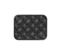 Tala Carbon Steel 12 Cup Shallow Bun Tin Black