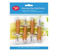 Tala Corn on The Cob Forks, Traditional Style Corn Holders with Comfortable and Stylish Wooden Handles, Prevents Mess and Ideal for BBQ's, Buffets and at The Table, Ideal for Many Other Foods