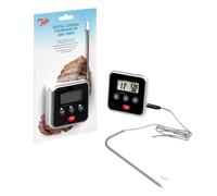 Tala Digital Cooking Thermometer - Instant Read Poultry and Meat Thermometer for Kitchen - Magnetic Back for Oven Door - Digital Thermometer with Food Probe, Manual Set Timer - Up to 250 Celsius, Grey