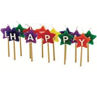 Tala Happy Birthday Star Candles, Cake Topper Decoration, Party Supplies, Cupcakes, 13 Fun Bright Multicolour Wax Candles, Party Time, Celebration