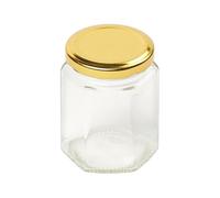 Tala Hexagonal Preserving Jar with Gold Screw Lid, 8oz (228ml), Ideal for Jam, Honey, and Homemade Preserves