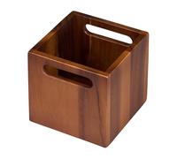 Tala Lacquered Acacia Square Cutlery Box with 2 Carry Handles, Wooden Utensil Holder 14.5x14.5x14.5cm, Durable, Stylish & Compact, Ideal for Organising Cutlery, Napkins & Table Accessories
