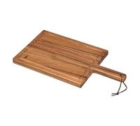 Tala Large Chunky Handled Board with Groove and Leather Tie, Lacquered Acacia Wood and Perfect for Serving, Chopping and Displays All Foods, Measures 42x23x2cm