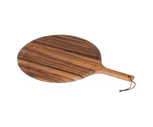 Tala Large Round Pizza Paddle with Leather Tie, Natural Acacia Wood, Ideal for Serving, Cutting and Displaying Many Foods, Especially Pizza and Baked Goods, Paddle Area Measures 14 Inches (35.5cm)