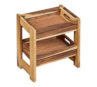 Tala Medium Display Rack with 2 Wooden Crates, Assembled Natural Acacia Hardwood Storage Rack, Rustic Decorative Organiser for Kitchens and Perfect for Retail Displays, Measures 33.5x22.5x40cm