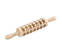 Tala Originals Beechwood Large Revolving Rolling Pin with Engraved Snowflake Patterned Design, 38cm x 6cm,Natural