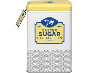 Tala Originals Caster Sugar Storage Tin, Metal, Yellow and Cream Nostalgic Design, Holds a Full Bag