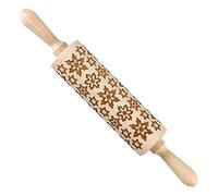 Tala Originals FSC Beechwood Large Revolving Rolling Pin with Engraved Gingerbread Patterned Design, 38cm x 6cm, Natural, 10B31456