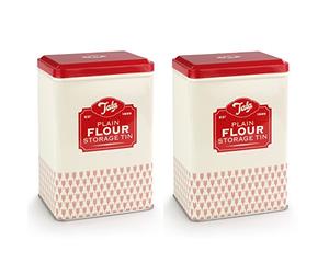 Tala Originals Plain Flour Storage Tin Vintage Design (Pack of 2)