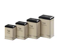 4pcs Tala Indigo & Ivory Square Metal Storage Tins Flour Coffee Sugar Canister