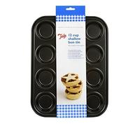 Tala Performance 12 Cup Shallow Bun Tin Baking Non-Stick Black Round