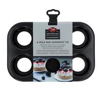 Tala 10A10852 Performance Non Stick 6 Hole Mini Sandwich Cake Tin With Loose Base , Black