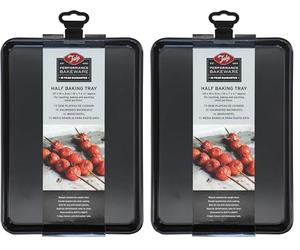 Tala Performance Baking Tray, Professional Gauge Carbon Steel with Eclipse Non-Stick Coating, Perfect for Cooking and Roasting, 25 x 18 x 2 cm,Black (Pack of 2)