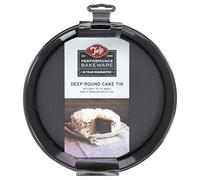 Tala Performance, Loose Base Round Deep Cake Tin, Professional Gauge Carbon Steel with Eclipse Non-Stick Coating, 20 cm / 8" Cake Pan; Ideal for Cakes, and Celebration Bakes, Black