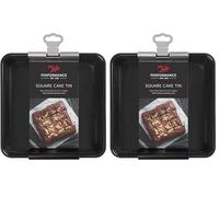 Tala Performance, Loose Base Square Cake Tin, Professional Gauge Carbon Steel with Eclipse Non-Stick Coating, 21.9x21.9x7.5 cm Cake Pan; Cake Pan, Ideal for Bakes and Celebration Cakes (Pack of 2)