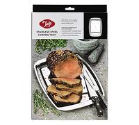 Tala Performance Stainless Steel Carving Tray, with 5 Spikes to Hold Meat Whilst Carving, 35.5cm x 25 cm