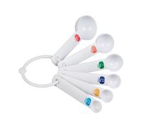 Tala Plastic Measuring Spoons, Set of 6 Spoons with 1/4 TSP/1.25ml - 1/3tsp/1.65ml - 1/2 TSP/2.5ml - 1tsp/5ml - 1/2tbs/7.5ml - 1 tbs/15ml Measurements, White