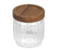 Tala Ribbed Glass Storage Jar with FSC Acacia Lid, Stylish Airtight Kitchen Jars for Dry Ingredients, Tea, Coffee, Sugar, Pasta & More, Clear Glass Canisters for Modern Kitchens, 400ml