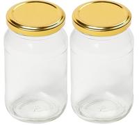 Tala Round Preserving Jar with Gold Screw Lid, 16oz (454ml), Perfect for Jam, Honey, and Homemade Preserves (Pack of 2)