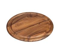 Tala Round Serving Board with Groove, Lacquered Acacia Wood Presentation Board, Dome-Compatible for displaying Cheese, Bread, Cake and Meats, Measures 30.9 x 1.5 cm