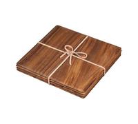 Tala Square Table Mats, Lacquered Acacia Wood Boards, Ideal for Serving, Dining and Food Display, Set of 4 with Each Board Measuring 25x25x0.8cm Making Them a Perfect Place Setting