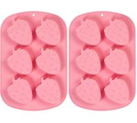Tala Silicone Baking Mould, 6 Cup Strawberry Shaped Mould for Baking Individual Themed Cakes, Biscuits, Jelly's, Freezer Pops and Boiled Sweets, BPA Free and Dishwasher Safe (Pack of 2)