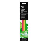 Tala Barware Silicone Drinking Straws, 4 reusable drinking Straws with cleaning brush, Flexible drinking straws, ideal for parties and entertaining, easy to clean and BPA Free