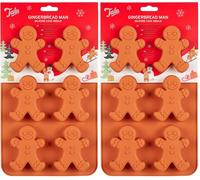 Tala Silicone Gingerbread Man Cake Mould, Makes 6 Single Cakes at Once, Gingerbread Themed Character, Perfect for Homemade Festive Baking (Pack of 2)