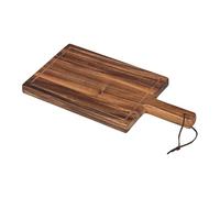 Tala Small Chunky Handled Board with Groove and Leather Tie, Lacquered Acacia Wood Board Ideal for Serving, Display and Chopping All Foods and Perfect for Serving Steak and Chips, Measures 35x18x2cm