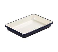 Tala Small Enamelled Roaster in a Indigo and Ivory Colours, Measuring 28 cm x 21 cm x 5.5 cm