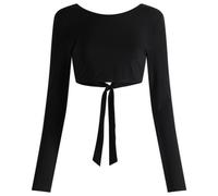 TALA Women's Tie Reversible Long Sleeve Top Shadow Black Medium