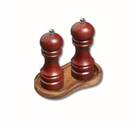 Tala Wooden Salt & Pepper Mill Set with Fully Adjustable Ceramic Grinder with Course and fine Settings,Comes in Walnut Colour,Comes with Acacia Wood Mill Rest,Perfect for Restaurant use