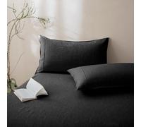 Talasily 100% French Flax Linen Pillowcase Envelope Closure,King Size Set of 2 - Stone-Washed Pre-Softened,Hypoallergenic & Wrinkle-Resistant,No Zipper Cooling Bedding-Dark Grey