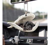 Talataca Cane Corso Sleeping Angel Wing Memorial Dog 2D Flat Car Rear View Mirror Accessories Christmas Tree Ornament Decoration Hanging Charm Interior Rearview Pendant Decor Gift